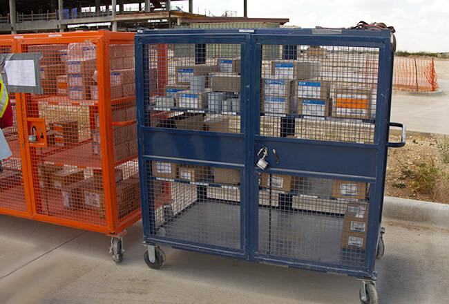 Elliott Electric Supply job site carts are portable storage for electrical supplies.