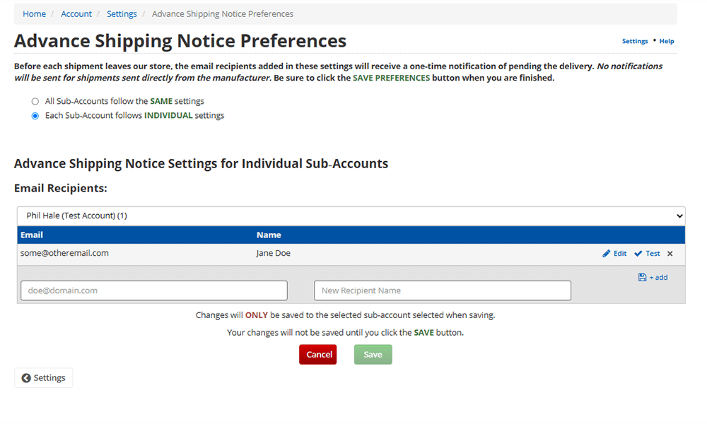 Manage Advance Shipping Notice ASN