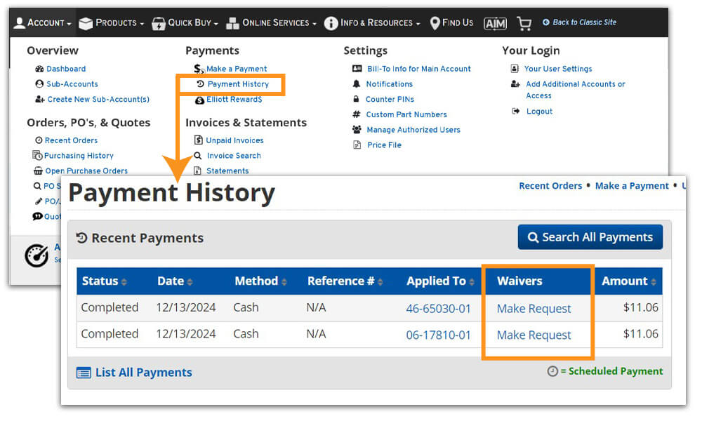 Add to Waiver Request and Submit Waiver Request