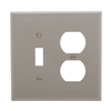 PJ18GY - Wallplate 2G Toggle/Duplex Poly Mid Gy - Eaton