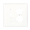 PJ18W - Wallplate 2G Toggle/Duplex Poly Mid WH - Eaton